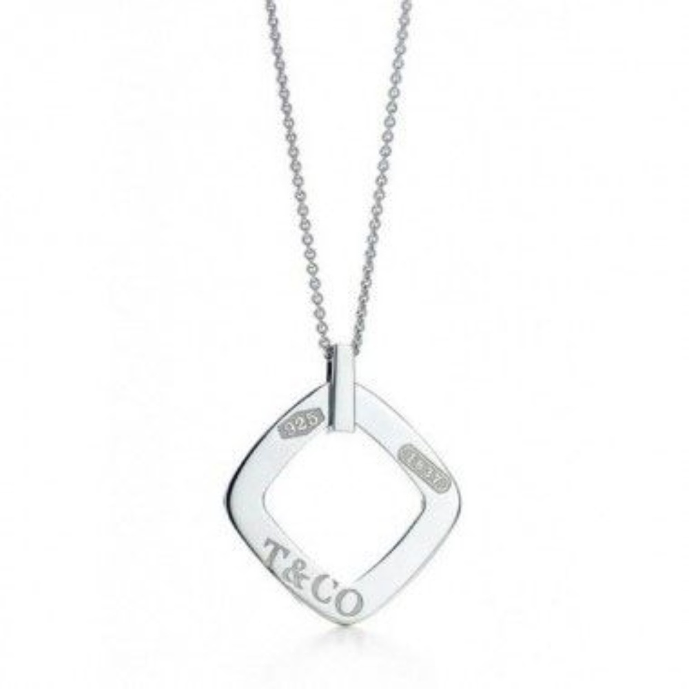 Tiffany & Co Silver 1837 Square Dangle Necklace